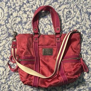 COACH Poppy Hot Pink Monogram tote shoulder bag 13843